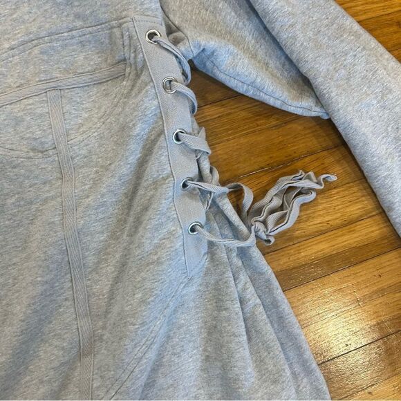 TROUVE Gray Corset Sweater Lace Up Side Crewneck Sweatshirt - Picture 9 of 12